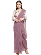 Women's Mauve Butta Georgette Ready to Wear Saree-AHSRBL-SET-5